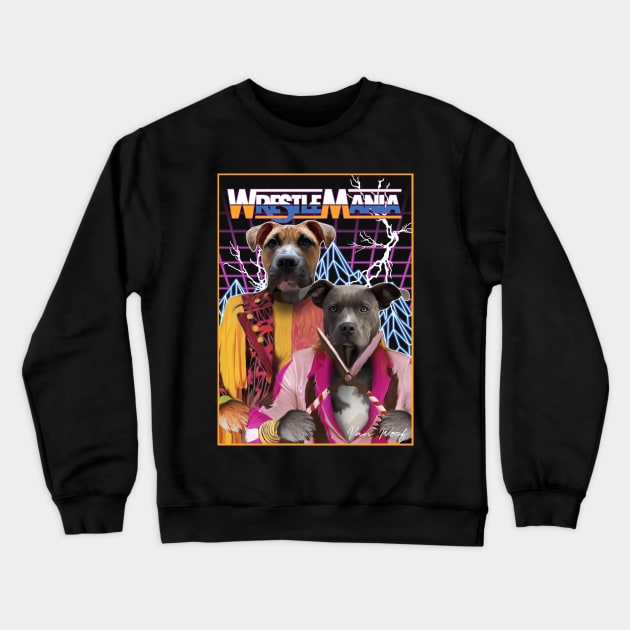 Wrestling Dogs Crewneck Sweatshirt by Angry Dad Podcast 